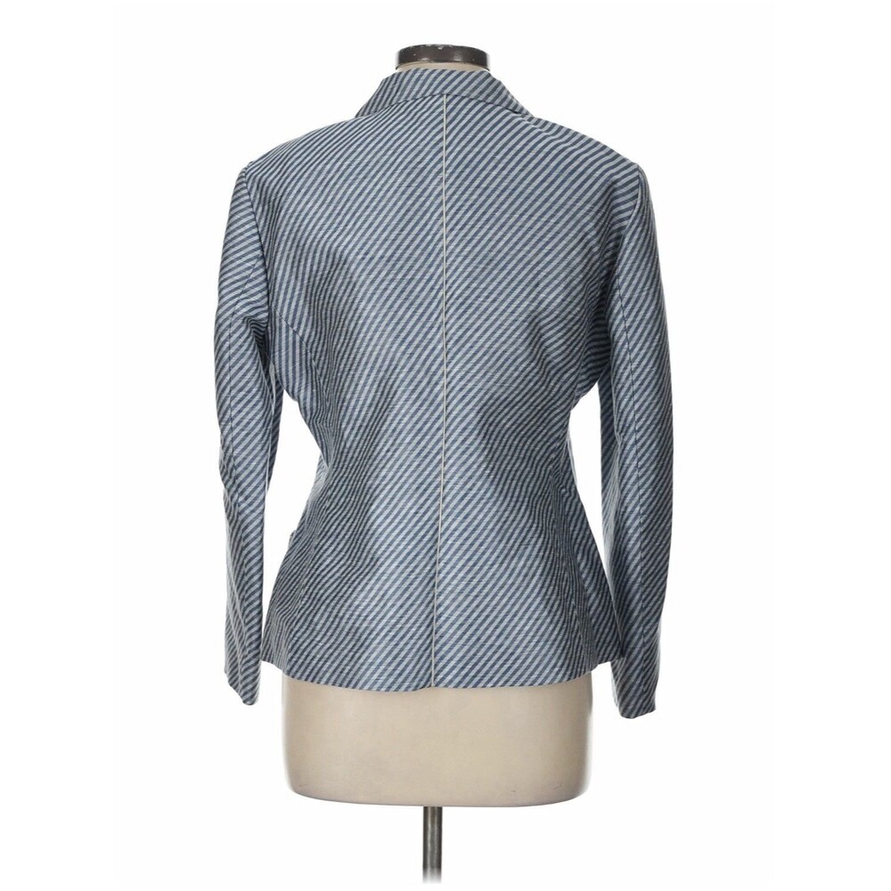 Lafayette 148 Women’s 8 Jasmine Stripe Blazer 93% Linen Blend Glaze Blue $598 - Picture 2 of 15